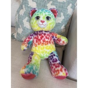 Build A Bear Workshop Lisa Frank Inspired 17" Rainbow Leopard Cat Plush Stuffed